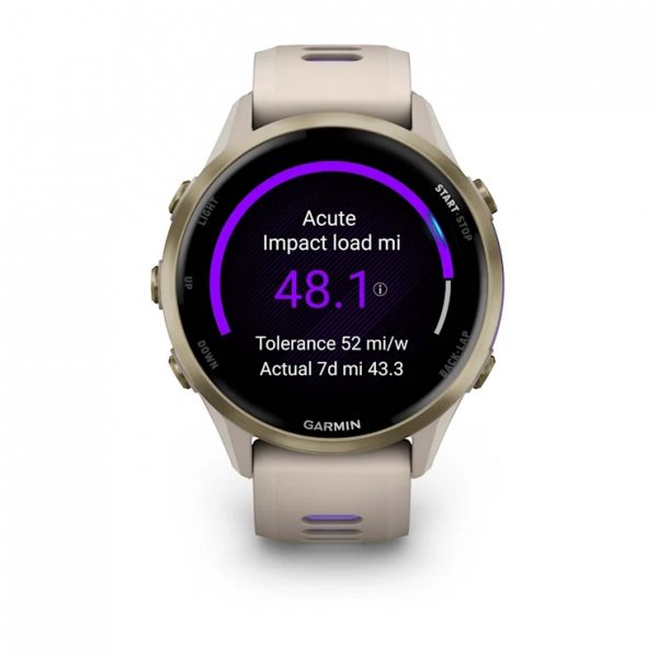 GARMIN FORERUNNER 970 SOFT GOLD TITANIUM С FRENCH GREY КОРПУС И FRENCH GREY/TRANSLUCENT INDIGO КАИШКА 3