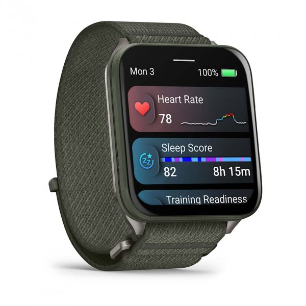 GARMIN VENU X1 MOSS С TITANIUM ЗАДЕН КАПАК И MOSS COMFORTFIT НАЙЛОНОВА КАИШКА 1