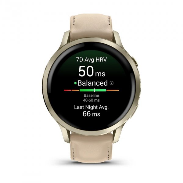 GARMIN VENU 4 41ММ LUNAR GOLD С LIGHT SAND КОЖЕНА КАИШКА 7