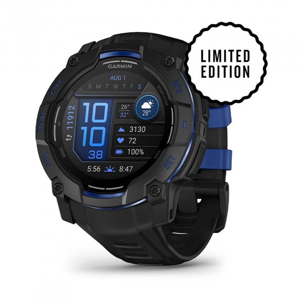 GARMIN INSTINCT 3 AMOLED 50ММ BLACK С BLACK/BOLT BLUE КАИШКА