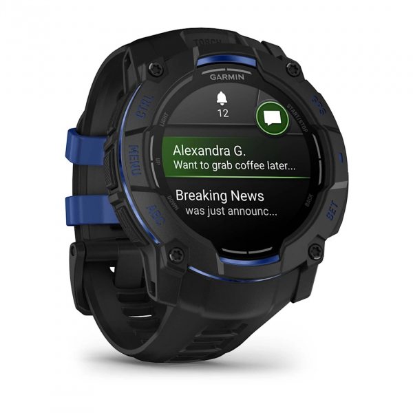 GARMIN INSTINCT 3 AMOLED 50ММ BLACK С BLACK/BOLT BLUE КАИШКА 3