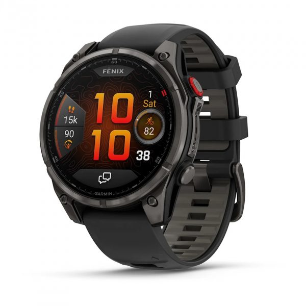 GARMIN FENIX 8 PRO 47MM AMOLED SAPPHIRE CARBON GRAY DLC TITANIUM С BLACK/PEBBLE GRAY СИЛИКОНОВА КАИШКА 