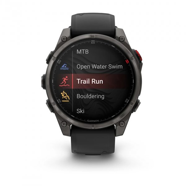 GARMIN FENIX 8 PRO 47MM AMOLED SAPPHIRE CARBON GRAY DLC TITANIUM С BLACK/PEBBLE GRAY СИЛИКОНОВА КАИШКА  1