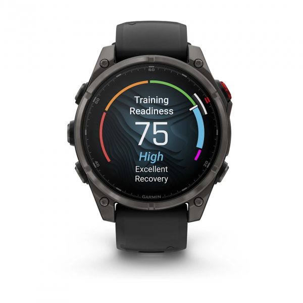 GARMIN FENIX 8 PRO 47MM AMOLED SAPPHIRE CARBON GRAY DLC TITANIUM С BLACK/PEBBLE GRAY СИЛИКОНОВА КАИШКА  2