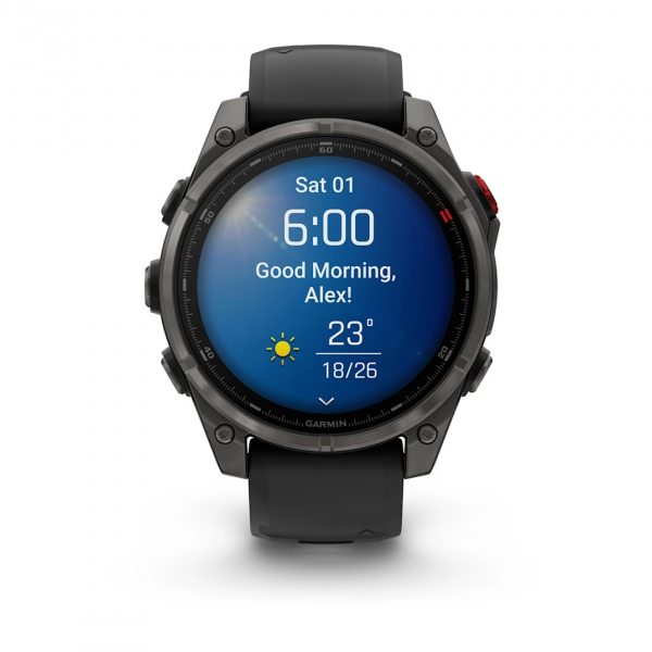 GARMIN FENIX 8 PRO 47MM AMOLED SAPPHIRE CARBON GRAY DLC TITANIUM С BLACK/PEBBLE GRAY СИЛИКОНОВА КАИШКА  11