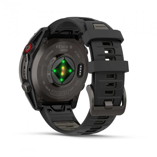 GARMIN FENIX 8 PRO 47MM AMOLED SAPPHIRE CARBON GRAY DLC TITANIUM С BLACK/PEBBLE GRAY СИЛИКОНОВА КАИШКА  3