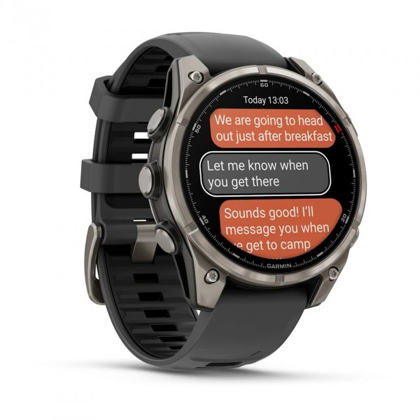 GARMIN FENIX 8 PRO 47MM AMOLED SAPPHIRE TITANIUM С GRAPHITE/BLACK СИЛИКОНОВА КАИШКА  1