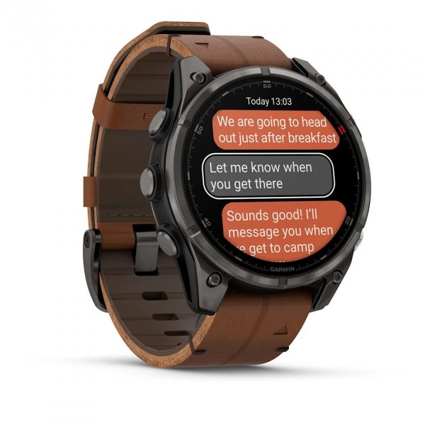 GARMIN FENIX 8 PRO 47MM AMOLED SAPPHIRE CARBON GREY DLC TITANIUM С CHESTNUT КОЖЕНА КАИШКА 1