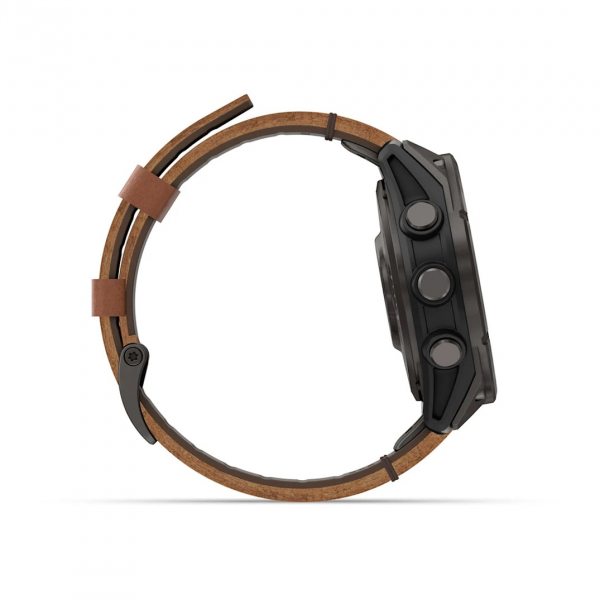 GARMIN FENIX 8 PRO 47MM AMOLED SAPPHIRE CARBON GREY DLC TITANIUM С CHESTNUT КОЖЕНА КАИШКА 2