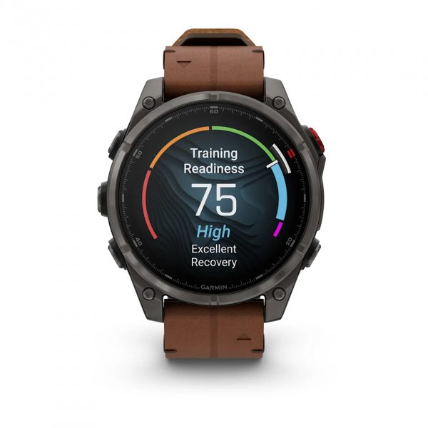 GARMIN FENIX 8 PRO 47MM AMOLED SAPPHIRE CARBON GREY DLC TITANIUM С CHESTNUT КОЖЕНА КАИШКА 10