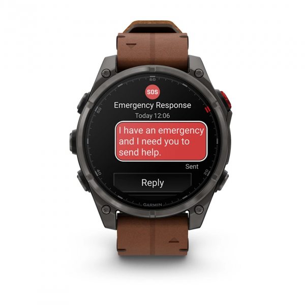 GARMIN FENIX 8 PRO 47MM AMOLED SAPPHIRE CARBON GREY DLC TITANIUM С CHESTNUT КОЖЕНА КАИШКА 12