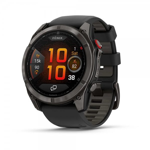 GARMIN FENIX 8 PRO 51MM AMOLED SAPPHIRE CARBON GRAY DLC TITANIUM С BLACK/PEBBLE GRAY СИЛИКОНОВА КАИШКА
