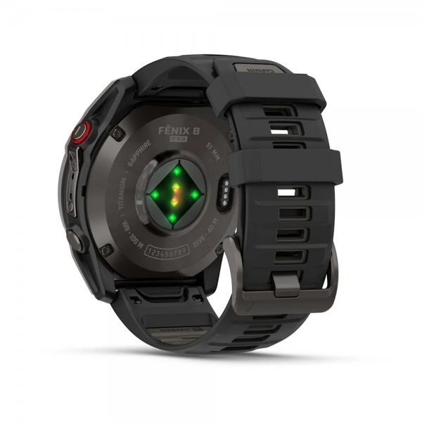 GARMIN FENIX 8 PRO 51MM AMOLED SAPPHIRE CARBON GRAY DLC TITANIUM С BLACK/PEBBLE GRAY СИЛИКОНОВА КАИШКА 9