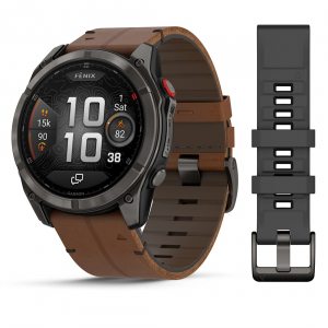 Garmin Fenix 8 Pro 51mm AMOLED Sapphire Carbon Grey DLC Titanium с Chestnut кожена каишка