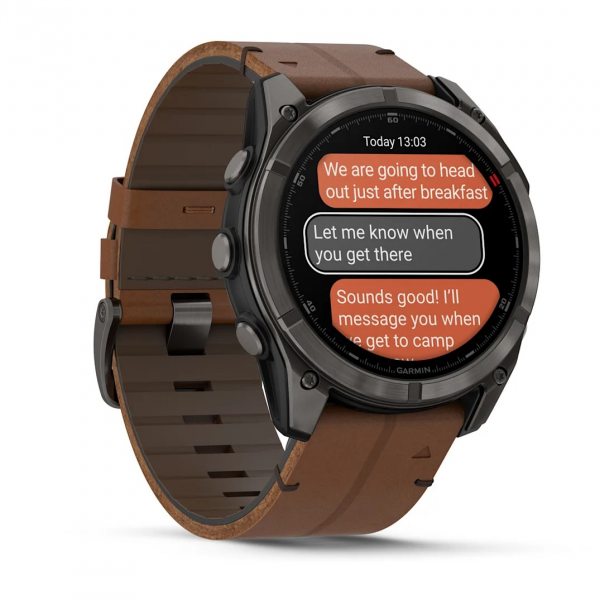 GARMIN FENIX 8 PRO 51MM AMOLED SAPPHIRE CARBON GREY DLC TITANIUM С CHESTNUT КОЖЕНА КАИШКА 6