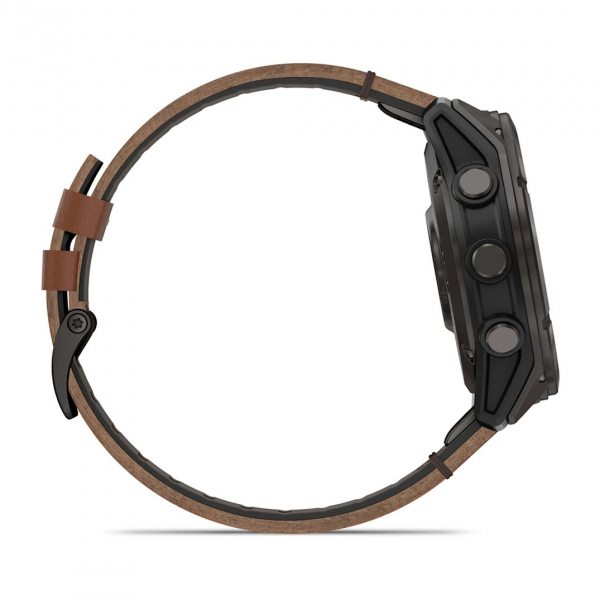 GARMIN FENIX 8 PRO 51MM AMOLED SAPPHIRE CARBON GREY DLC TITANIUM С CHESTNUT КОЖЕНА КАИШКА 3