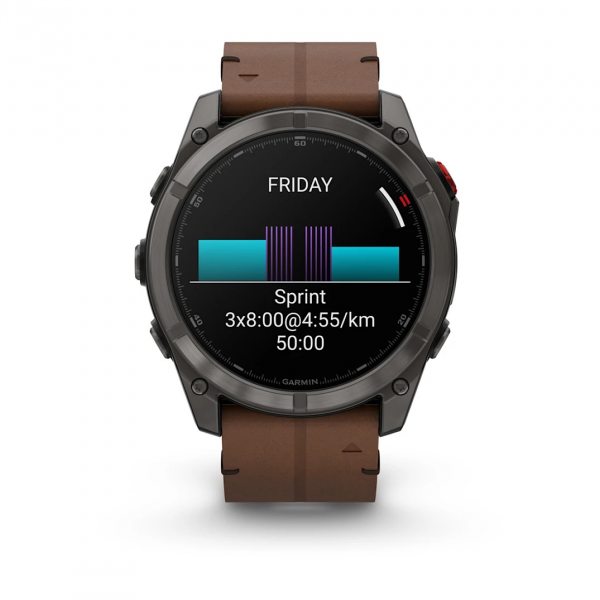 GARMIN FENIX 8 PRO 51MM AMOLED SAPPHIRE CARBON GREY DLC TITANIUM С CHESTNUT КОЖЕНА КАИШКА 9