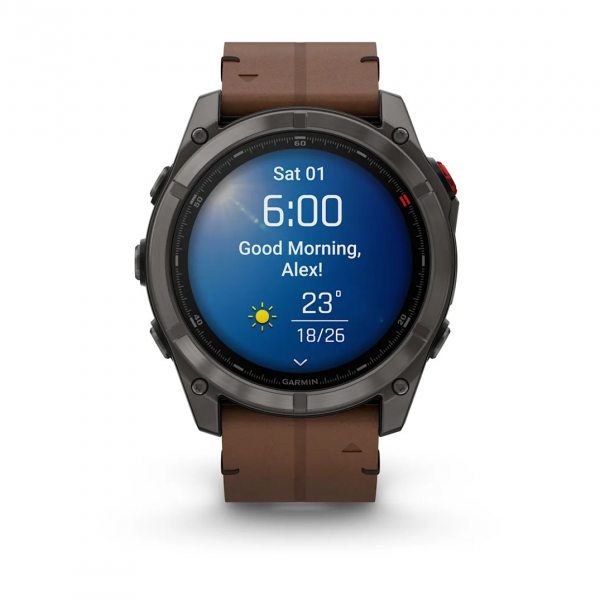 GARMIN FENIX 8 PRO 51MM AMOLED SAPPHIRE CARBON GREY DLC TITANIUM С CHESTNUT КОЖЕНА КАИШКА 8