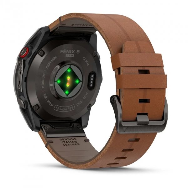 GARMIN FENIX 8 PRO 51MM AMOLED SAPPHIRE CARBON GREY DLC TITANIUM С CHESTNUT КОЖЕНА КАИШКА 11