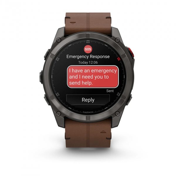 GARMIN FENIX 8 PRO 51MM AMOLED SAPPHIRE CARBON GREY DLC TITANIUM С CHESTNUT КОЖЕНА КАИШКА 12