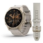 Garmin Fenix 8 43mm AMOLED Sapphire Soft Gold Stainless Steel с Fog Gray кожена каишка