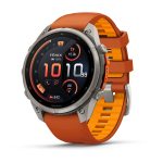 Garmin Fenix 9 Pro inReach 47mm Titanium с Autumn Orange/Spark Orange силиконова каишка