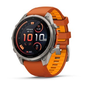 Garmin Fenix 9 Pro inReach 47mm Titanium с Autumn Orange/Spark Orange силиконова каишка