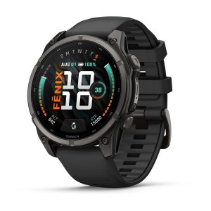 Garmin Fenix 9 47mm Carbon Grey DLC Titanium с Black силиконова каишка